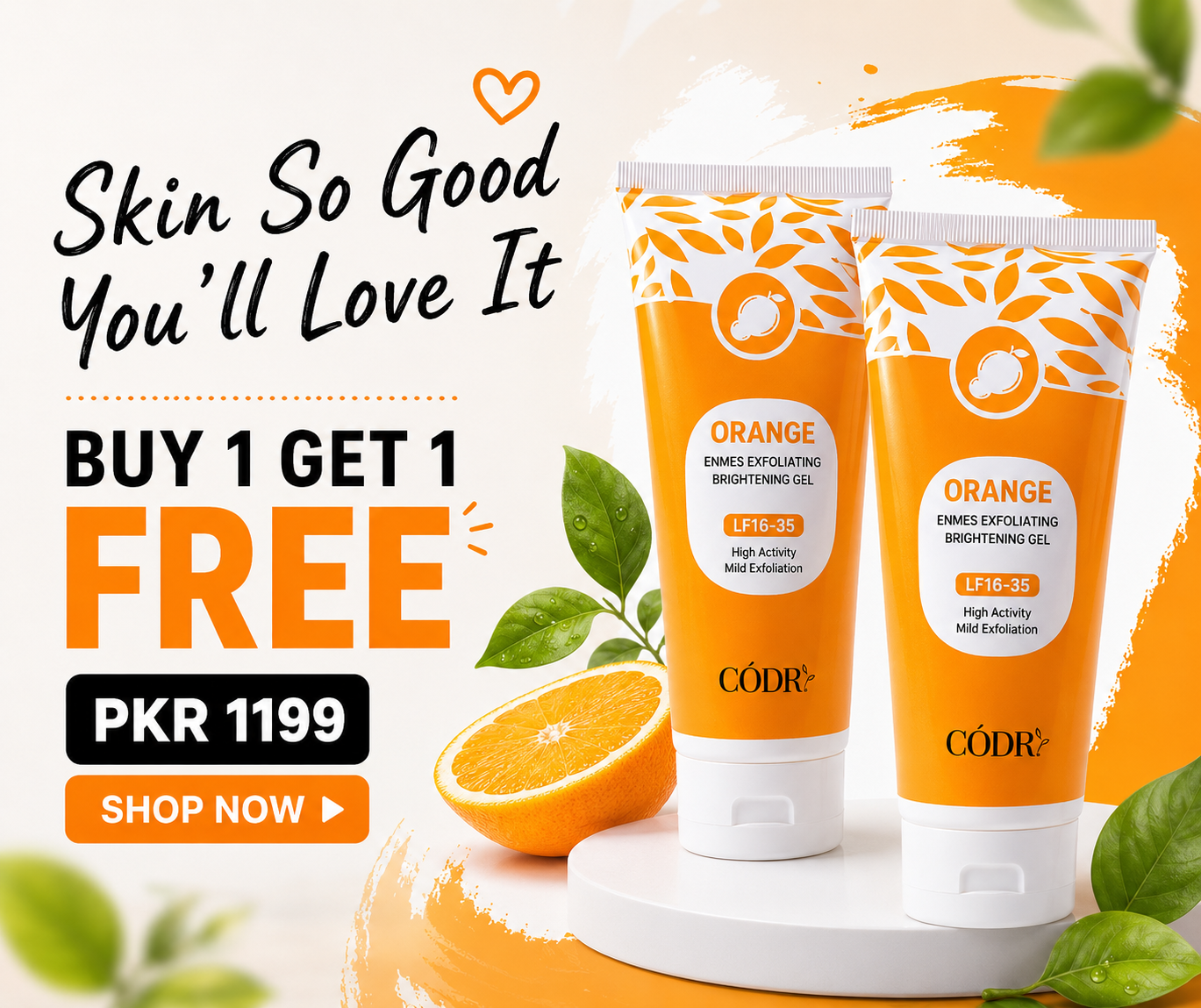BUNDLE Natural Face Scrub  CODRA Orange Enzymes Exfoliating Brightening Gel LF16-35